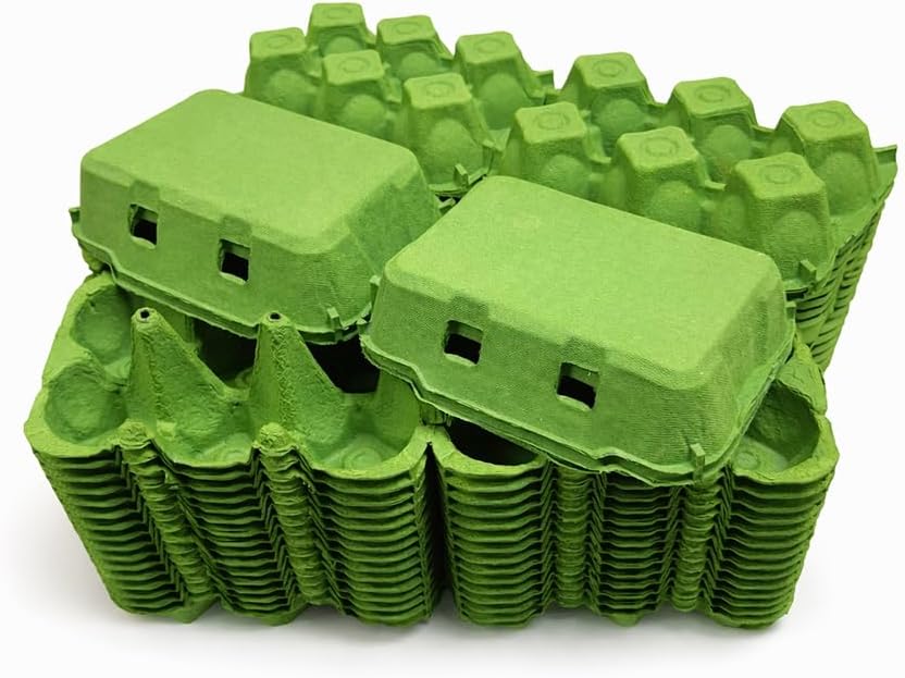 NEW 1/2 DOZEN 'FLAT TOP' EGG BOXES IN GREEN 50/100/150 (100)
