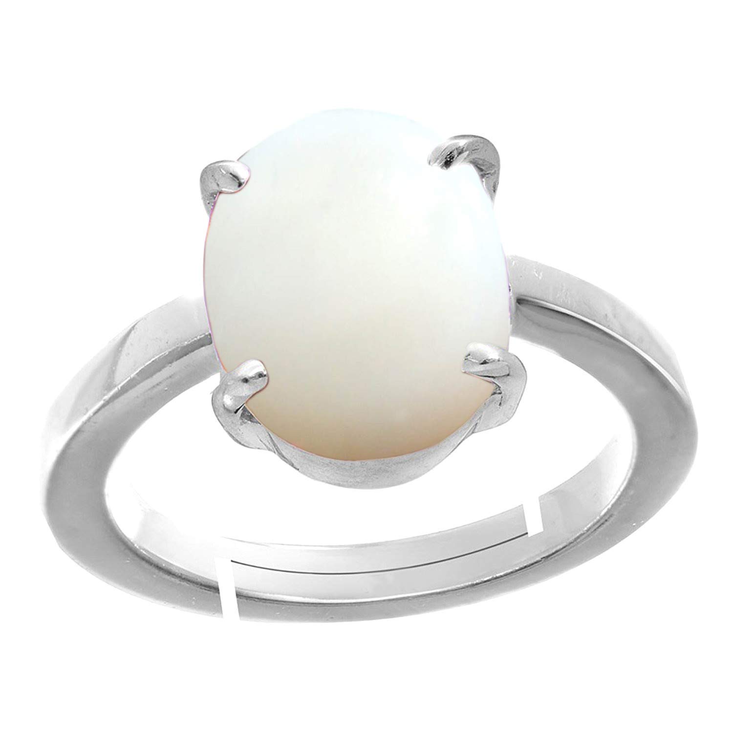 NAMDEV GEMSTESTED 4.25 CARAT Deluxe Quality Natural Opal(Euthopian FIRE Stone SILVER Plated Adjustable Ring 100% Gemstone By Lab (Top AAA+) Quality For Man And Women