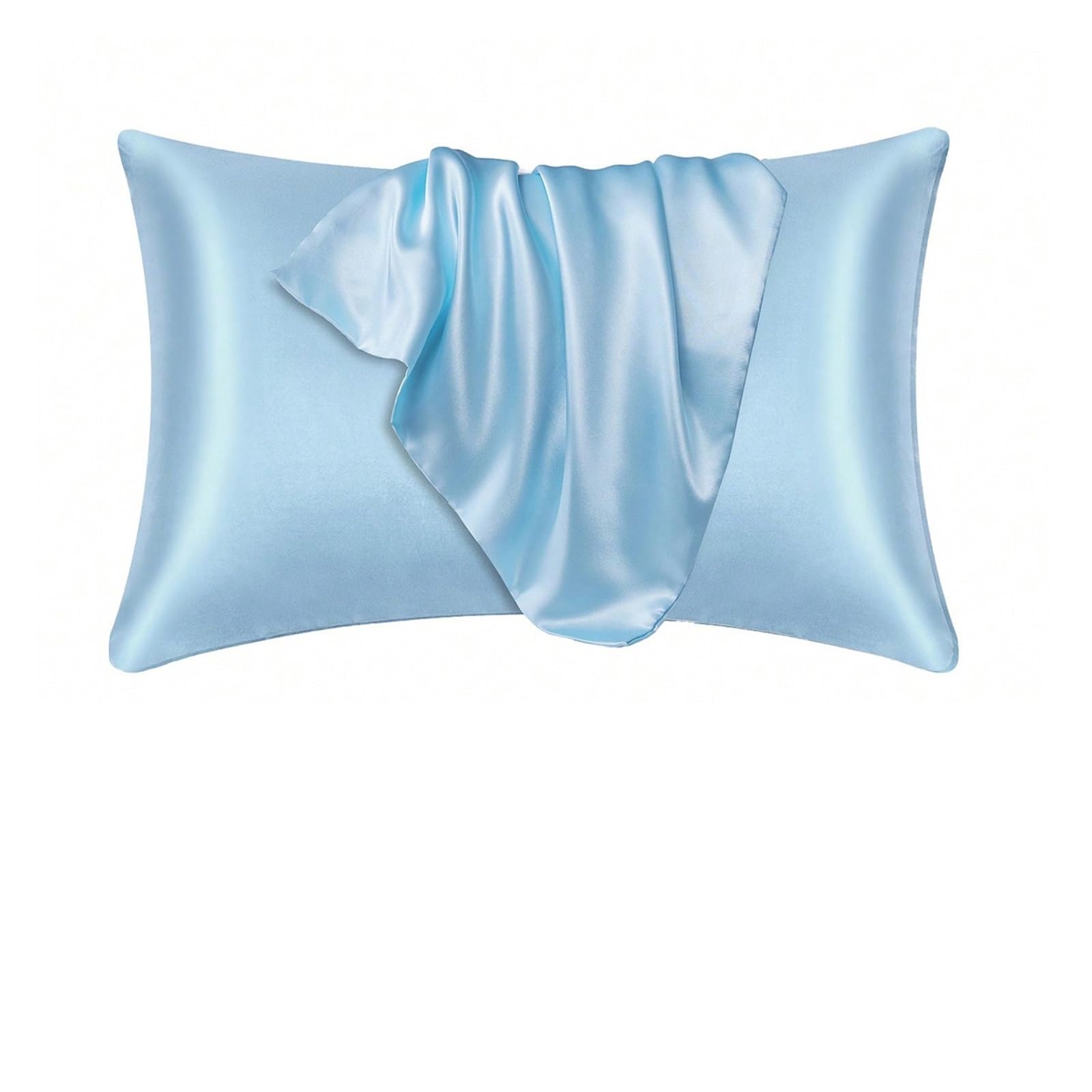 Silk Pillowcase 2 Pcs Pillowcase Silk Satin Pillowcase Pillow Cases Silky Pillow Cover Envelope Closure(SKY BLUE,20x30 inch)