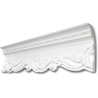 Decosa G39 Stucco Moulding Strip in White 10 Strips of 2 m Length = 20 m Polystyrene Trim 58 x 140 mm Stucco Elements for the Ceiling