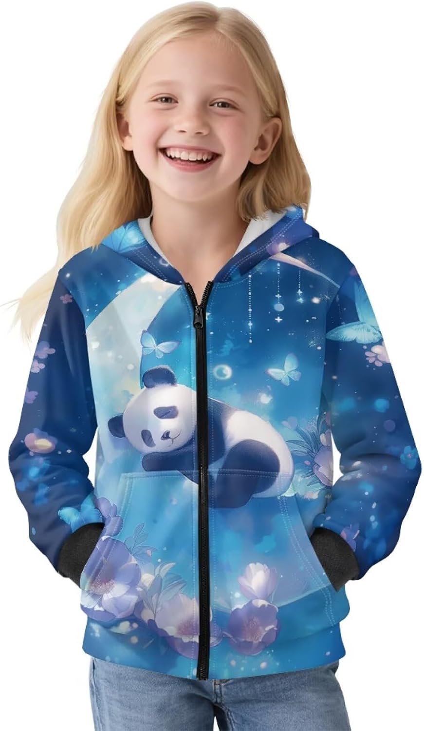 Xpyiqun Hoodies Size 6-16Y Zip Up Sweatshirt Vintage Fleece Cardigan Jackets for Girls Kids Long Sleeve Hooded Coat