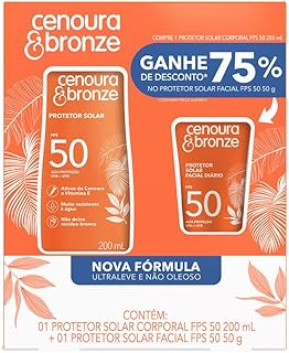 Kit Cenoura & Bronze Protetor Solar 200ml+ Protetor Solar Facial 50g - FPS 50