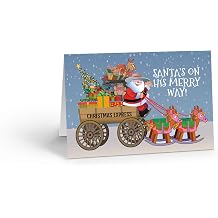 Stonehouse Collection Boxed Western Holiday Cards, Christmas Greeting Cards with Santa Stagecoach Design, Cowboy, Ranch, 5 x 7 inches, 18 Pack Standard
