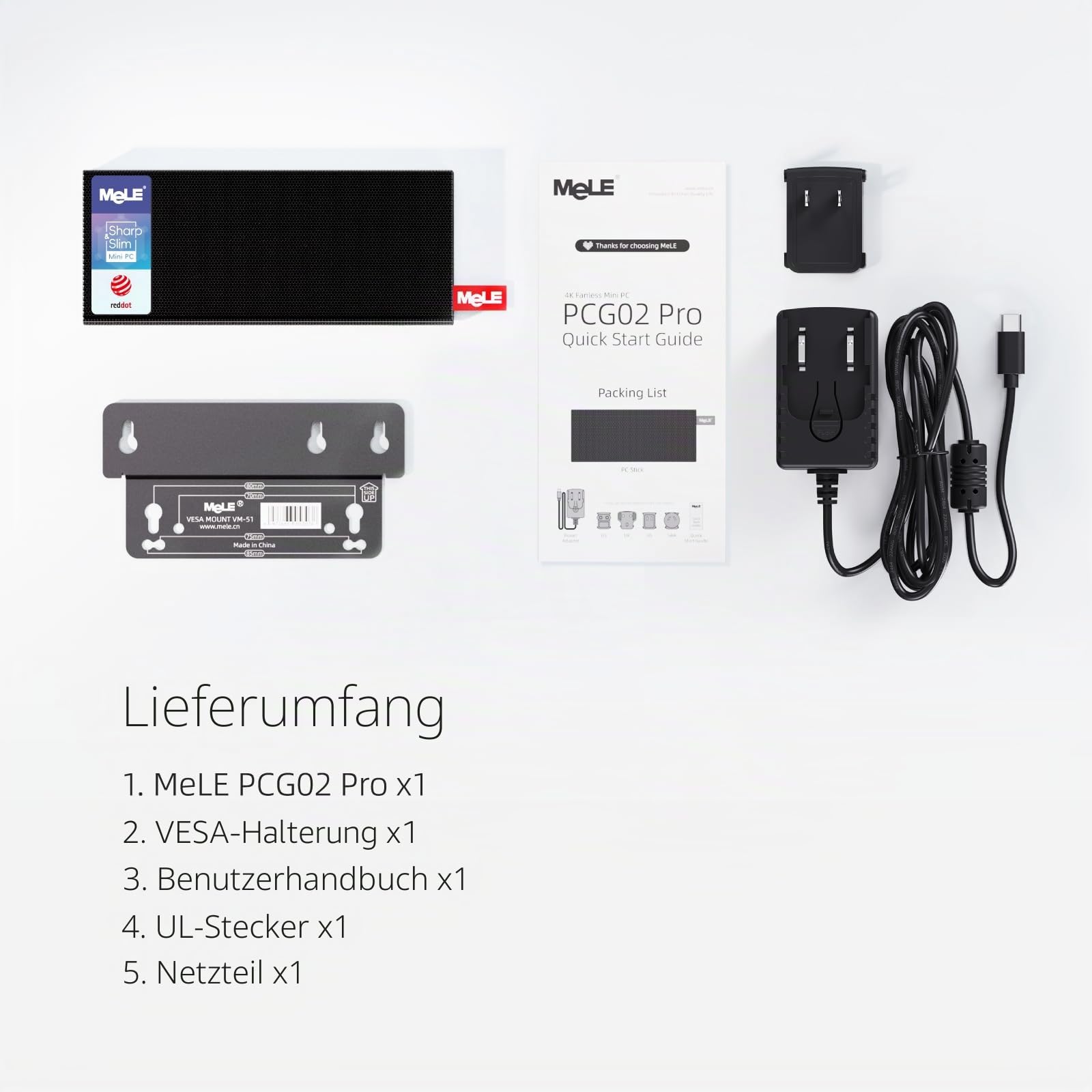 MeLE PCG02 Pro Lüfterloses PC-Stick, N100 8GB 256GB,with Windows 11 Pro 4K HDMI