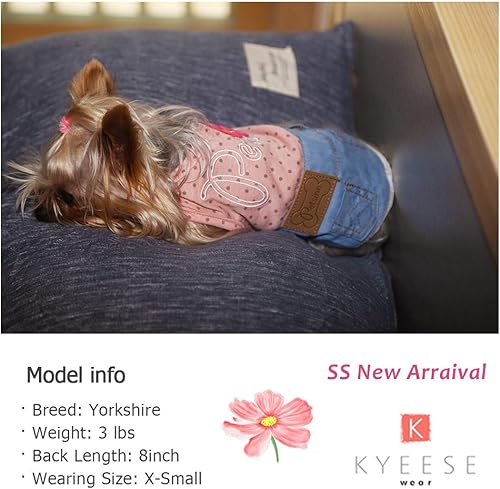 Miniatura 2 de KYEESE Vestidos de perro con lunares y girasol, camisa para perro con encaje para perro, camiseta sin mangas, estilo vaquero, ropa para perro