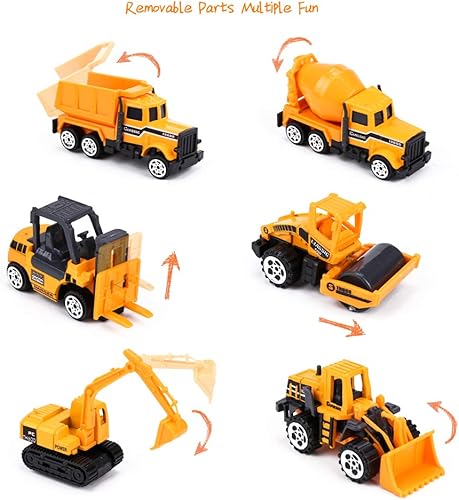 Miniatura 2 de Juguete Jellydog Inertia autos de ingeniería fricción camión con batería topadoras montacargas tanque auto de asfalto y excavadora juego de 6 para
