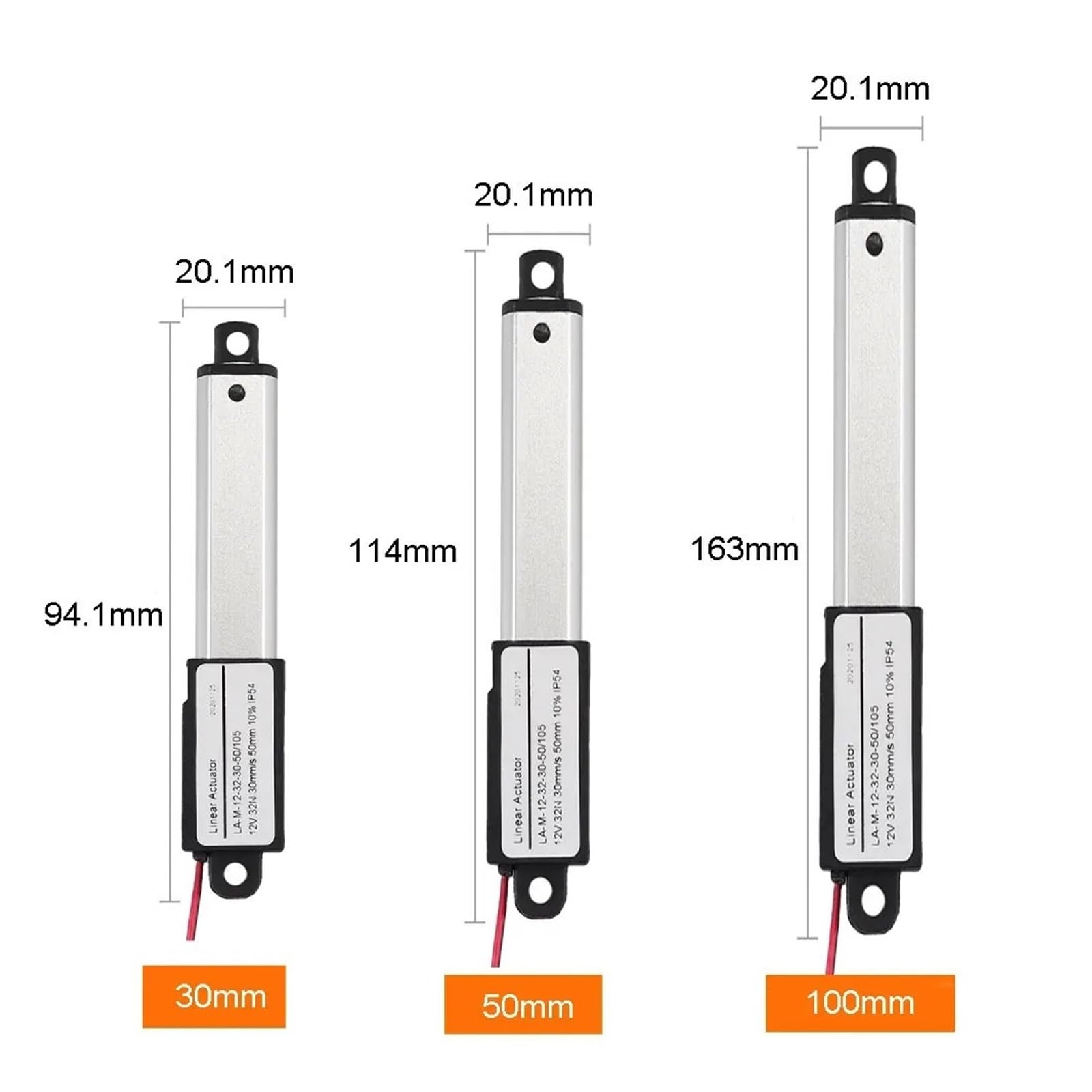 30mm 50mm 100mm skok DC 12 V siłownik liniowy Mini elektryczny siłownik liniowy 32N 30mm/s prędkość mikro siłownik liniowy perfection(30mm)