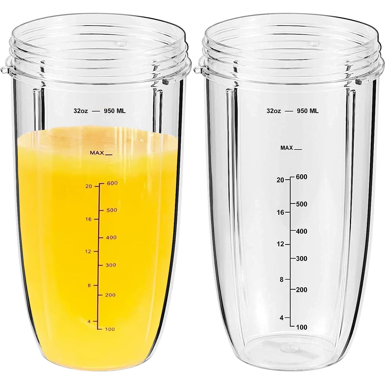 950ml Entsafterbecher Kompatibel mit NutriBullet Elektrischer Mixer 600 W/Pro 900 W, für Nutribullet Blender Mixer Ersatzbecher Ersatzteile Becher Groß Cups Zubehör (2er-Pack)