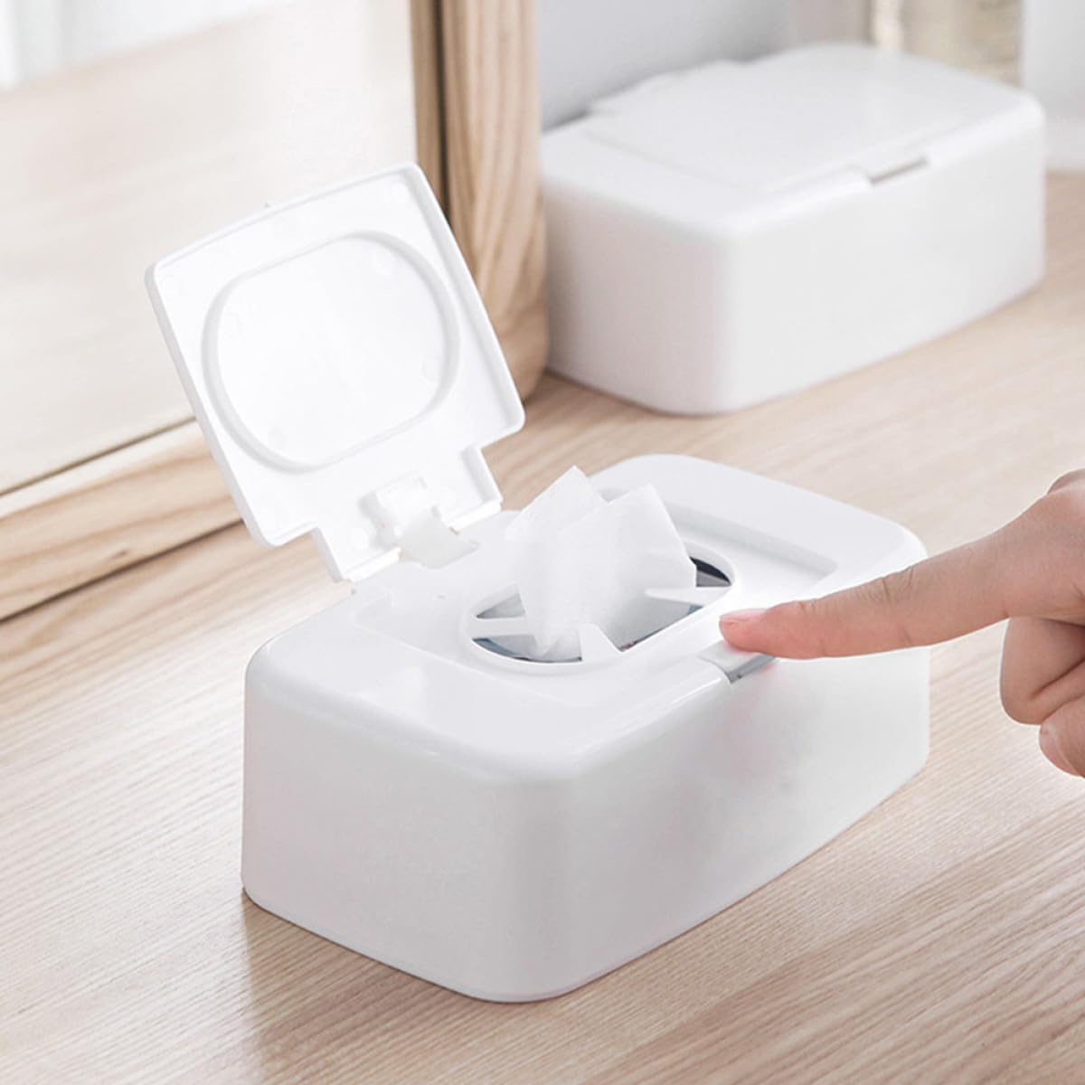 Caja de Toallitas de Plástico Pp Recargable y Portátil 4 Piezas para Almacenamiento Simple Adecuado para Coche y Cajones