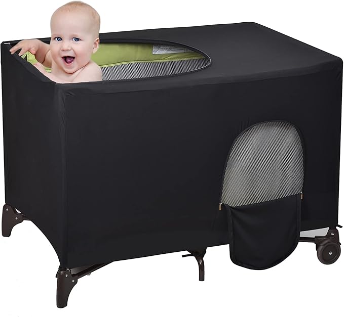Crib Tent Cover Stretchy Blackout Tent for Pack N Play, Breathable Baby