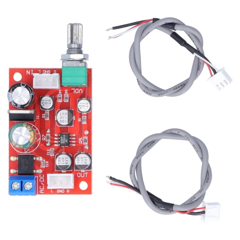 MOPFOL AD828 Preamplifier Board with Volume Potentiometer – Single Power Supply 9V-24V for Amplifier Modules, SMD Technology AC/DC Input