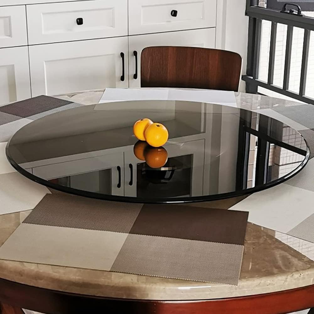 Plato Giratorio De Vidrio Lazy Susan Para Mesa De Comedor, Bandeja Giratoria Redonda Negra 60 70 80 90 100cm, Bandeja De Servicio De Mesa Giratoria De Vidrio Grande, Fácil De Limpiar(70cm(2