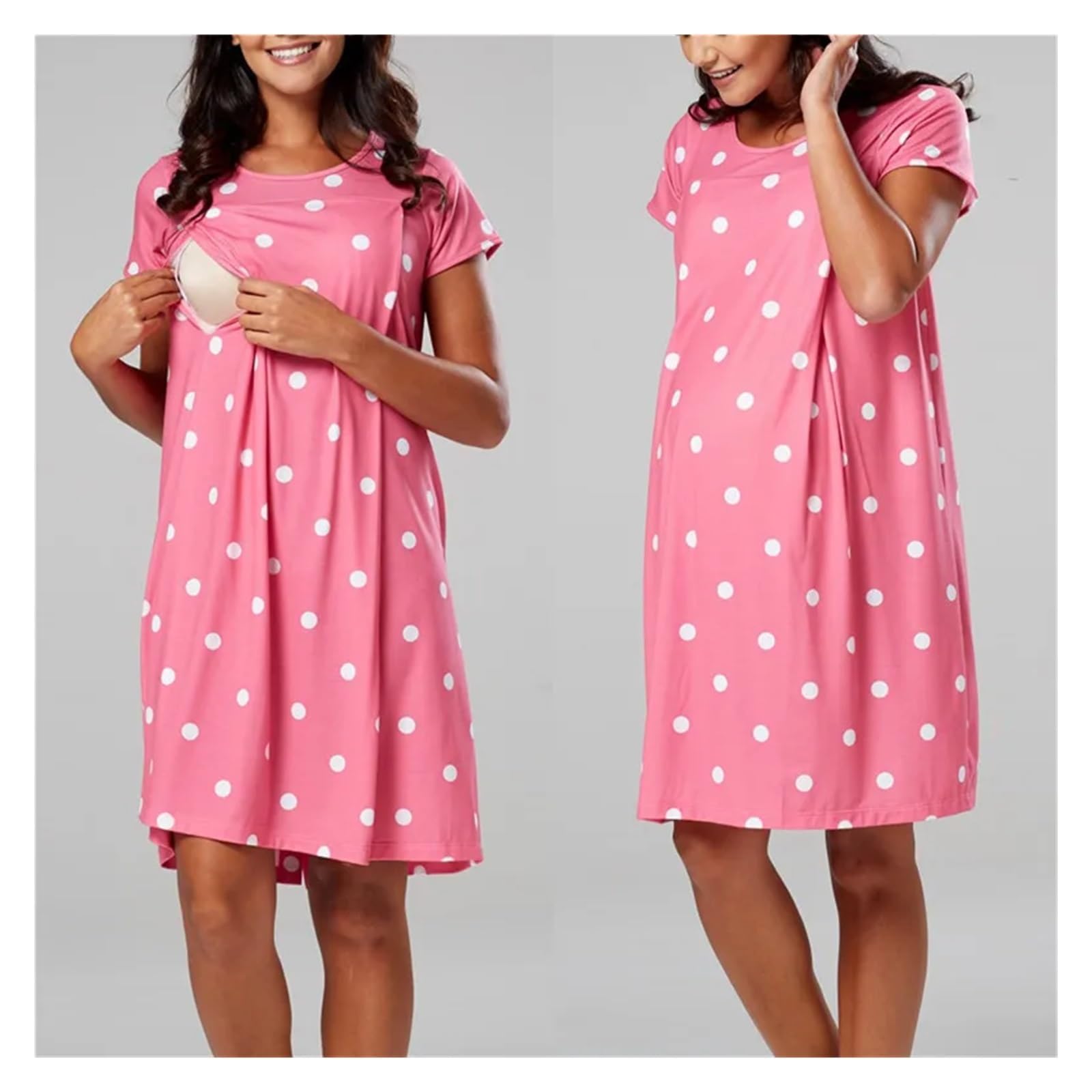 Camicia da Notte Donna Pigiama Premaman, Camicia da Notte, Abito for L'Allattamento, Premaman, Donna Incinta, Pigiama a Maniche Corte, Abbigliamento da casa e da casa