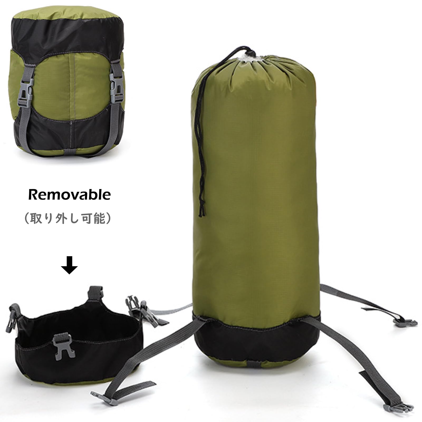 TRIWONDER Worek Kompresyjny do Śpiwora, Lekki i Kompaktowy, Przechowywanie w Podróży dla Outdoor Kemping Trekking Podróż z Plecakiem (Czarny, L - 25 L)