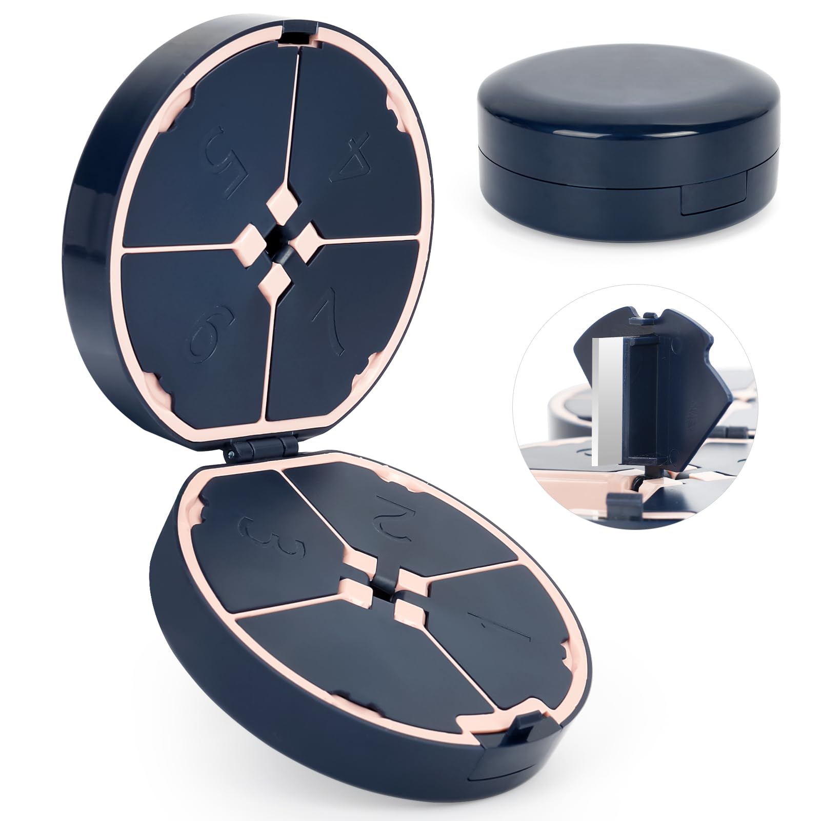 Simpolor 7 Day Pill Box Organiser, Medicine Storage Box, [Large Capacity] Pill Boxes Portable Pill Dispenser for Vitamins, Cod Liver Oil, Supplements, Medication (Dark Blue)