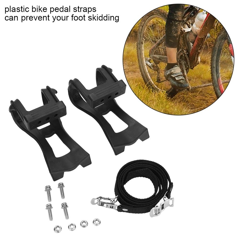 Par Bicicleta Pedales 9/16" Husillo Plataforma Con Dedo Pie Clip Fijo Pie Correa Unique Bargains