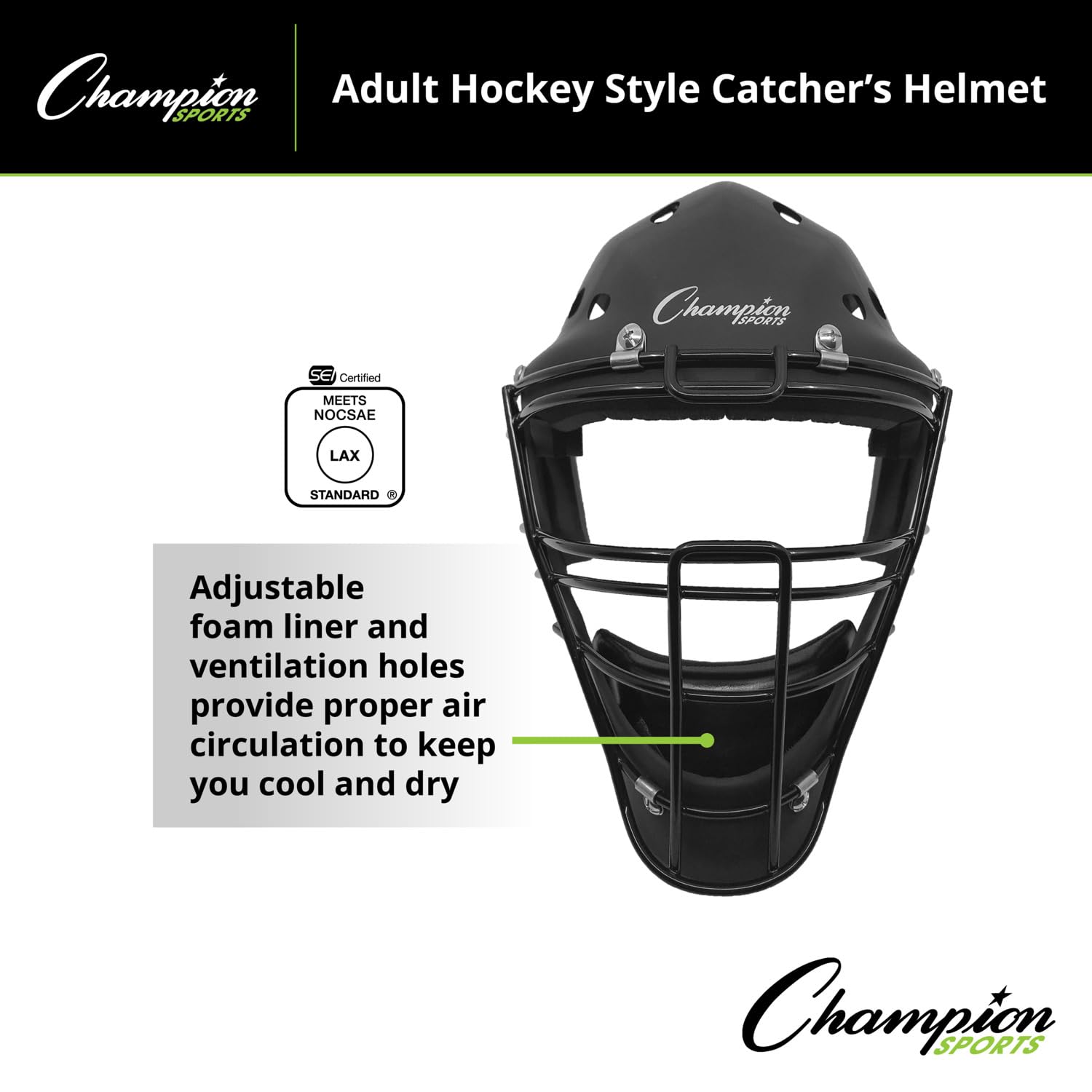 Champion Sports Hockey Style Catcher's Helmet Mask - Adult/Youth