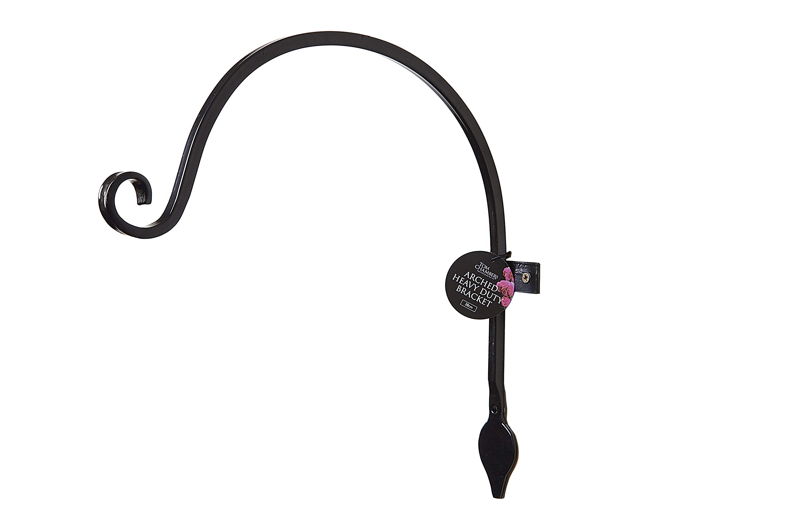 Tom Chambers Heavy Duty Handcrafted Metal 38cm Black Wall Bracket Hook For Garden Hanging Basket Bird Feeder