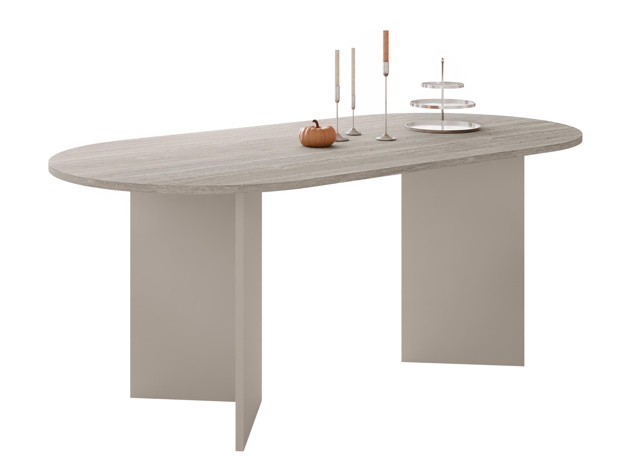 Mirjan24 Table à manger Gelizo avec plateau ovale (beige sable/travertin)
