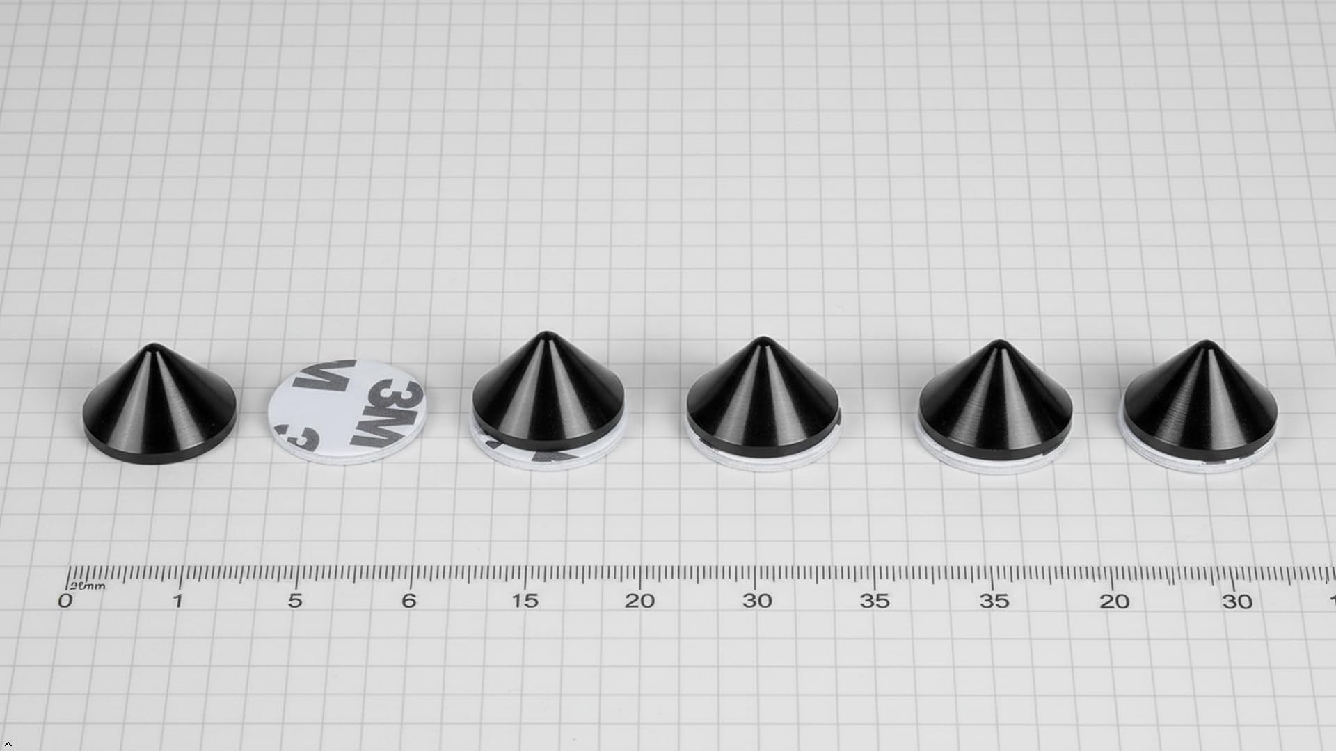PrecisionGeek Altoparlanti Spike Cono Absorber Vite 4pz Cuscinetto Biadesivo 4pz Aluminio Nero
