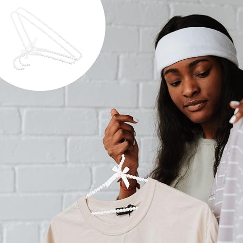 Miniatura 9 de PRETYZOOM Perchas de ropa elegantes con perlas perchas para ropa de vestir, perchas para abrigos, armario, organizador de almacenamiento para
