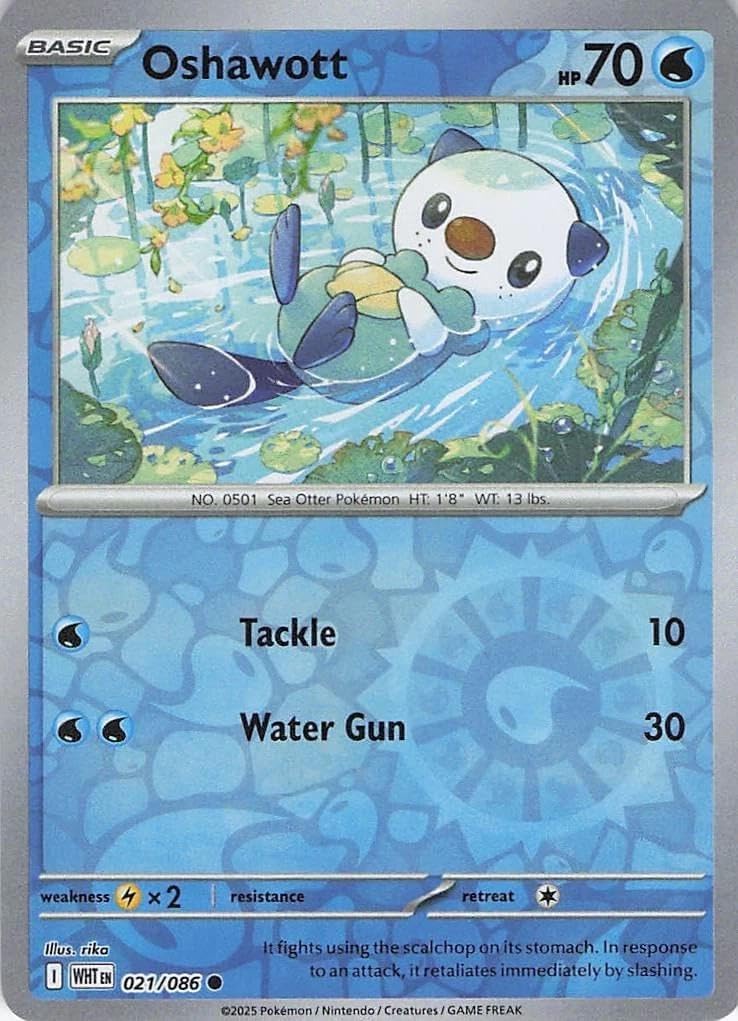 Pokemon - Oshawott 021/086 - White Flare - Foil Poke Ball Pattern - Single Card