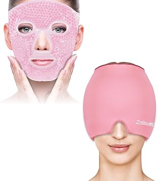 Bundle of Gel Beads Ice Face Mask for Headaches, Puffy Eyes, Redness and Migraine Headache Relief Cap Hat, Head ice Pack Wrap Cooling Gel Ice Beanie Cold Cap