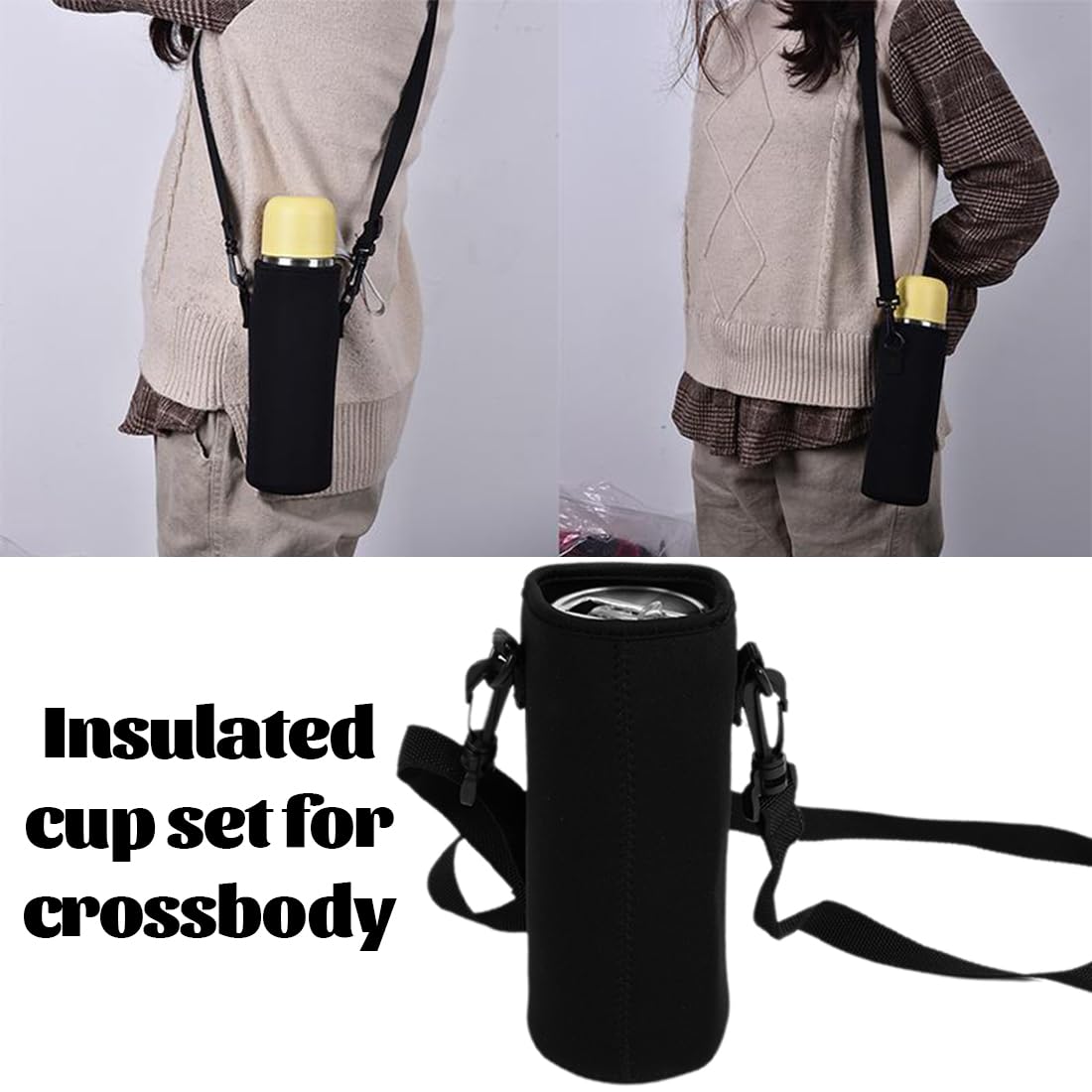 JEYORZY Borsa in Neoprene per Borraccia con Tracolla, Portatili Custodia Protettiva Bottiglia d'Acqua, per Viaggio ed Escursionismo, 1500ML - Porta Bottiglia Acqua, Protezione Bottiglia, 1 Pezzo