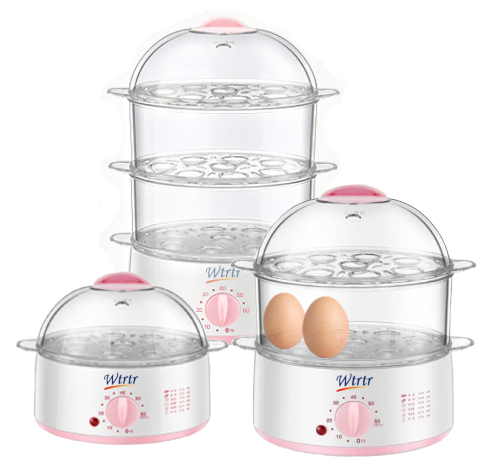 Wtrtr Timed Large Capacity Egg Boiler， 8 or 24 Egg Cooker，Egg Steamer Maker，Multi Function Breakfast Machine ，