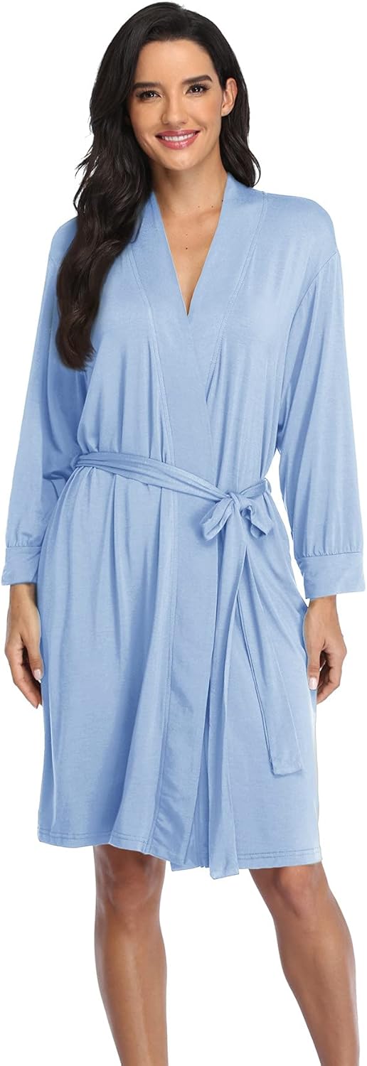 Super Shopping-zone Women's Robes Lightweight Kimono Robes Knit Bathrobes Soft Sleepwear Loungewear - Image 2