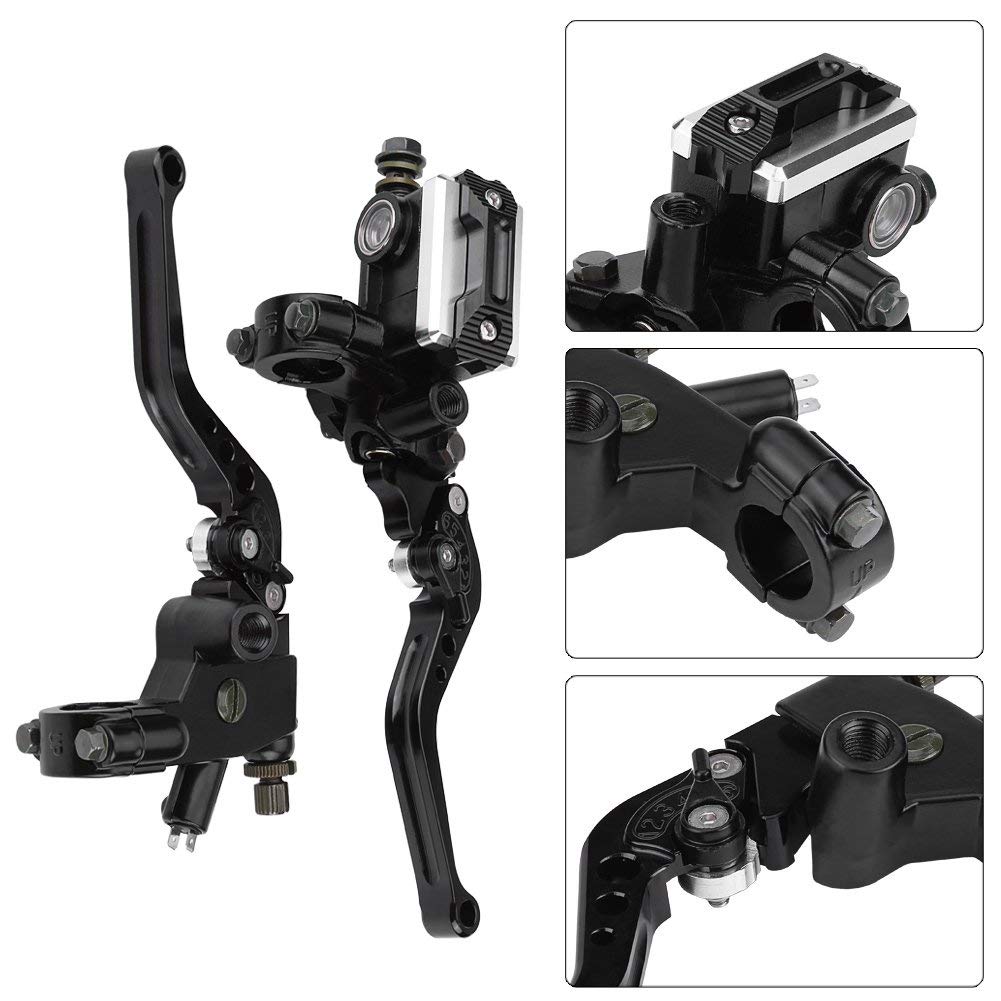7/8 "22 mm Universal Motocicleta Embrague de freno Cilindro maestro Palancas de depósito Conjunto de depósito de fluido （1 par）