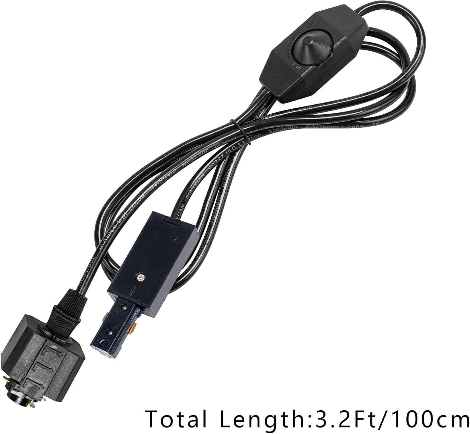H-Type Track Live End Feed Connector 3.2Ft H Adapter and Dimmable Extension Cord for Lighting Accessory Part DIY Project 2-Pack