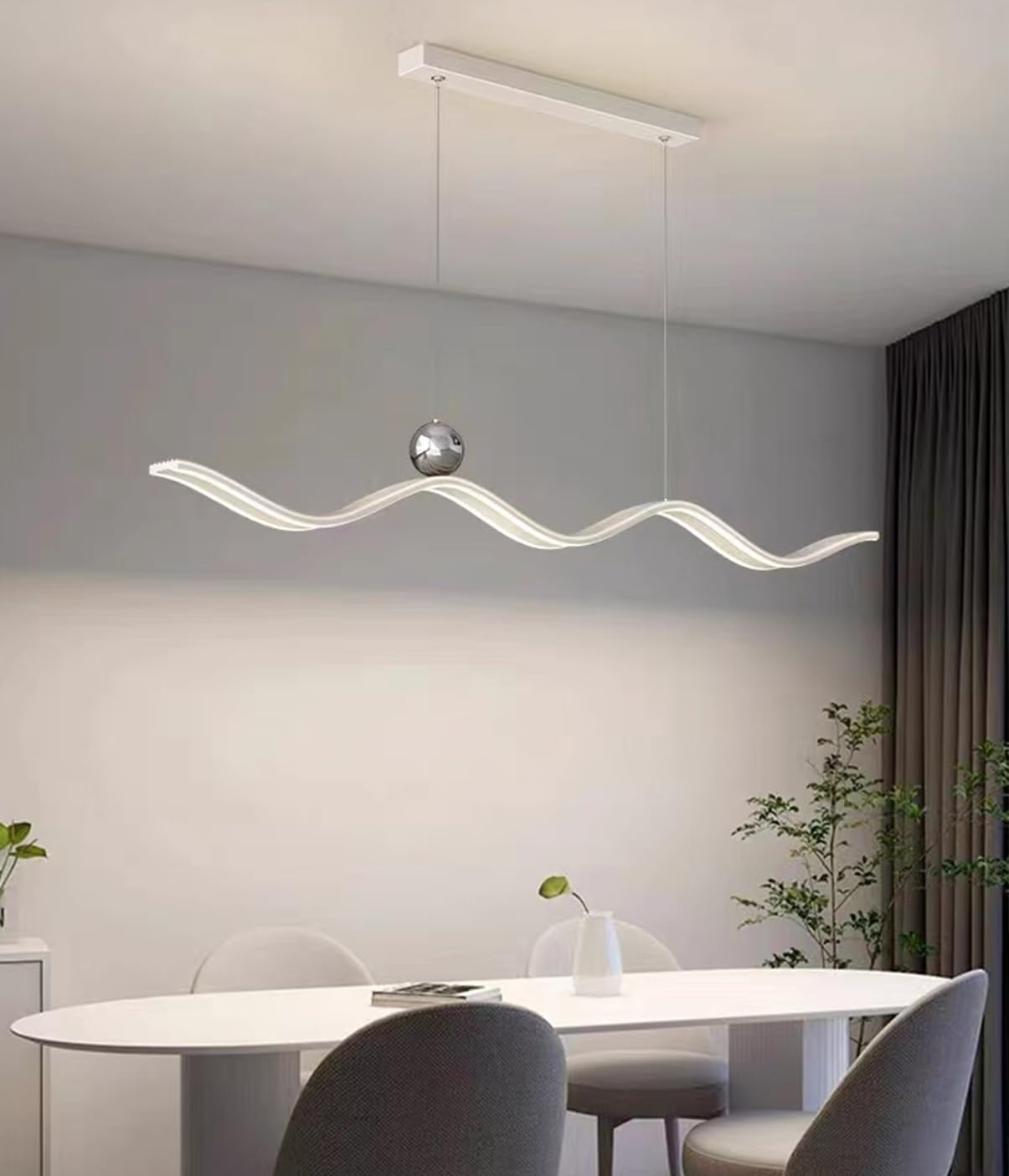 Stomee Modern Chandelier, Led Pendant Light, Dimmable Black Led