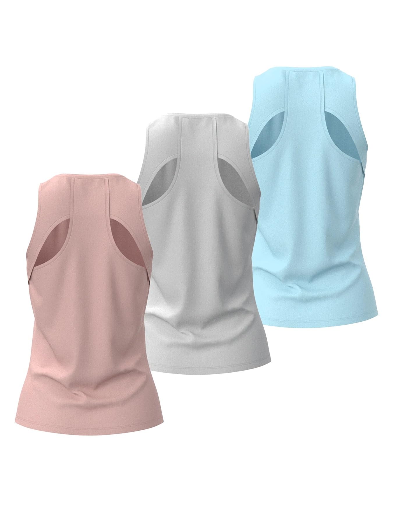 Canotte da allenamento da donna 3 pezzi Canotte da yoga senza schienale da donna Canotte da corsa Fitness T-shirt senza maniche Gilet ad asciugatura rapida Abbigliamento sportivo Allenamento femminile