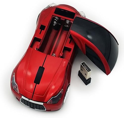 Miniatura 3 de Ratón inalámbrico para coche 2.4 GHz 3D DPI 1600 Cool Sport USB Gaming Mouse ratones para PC Ordenador Portátil Portátil Rojo