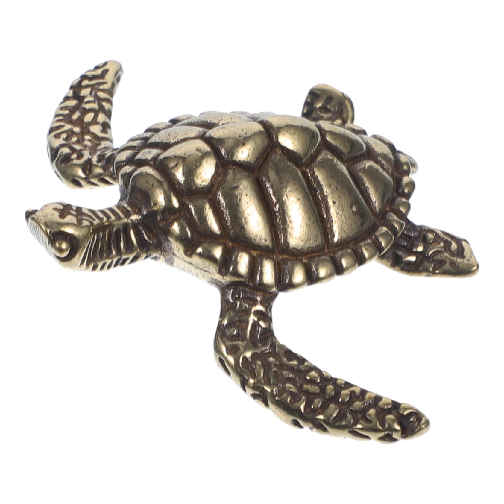 1pc Solid Brass Turtle Charm Turtle Toy Statue Feng Shui Dashcams Mini Tortoise Figurine Gold Decor Japanese Ornaments Turtle Desktop Statues Decorations Frog Tabletop Copper