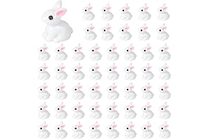 KIMOBER 50PCS White Little Plastic Bunnies