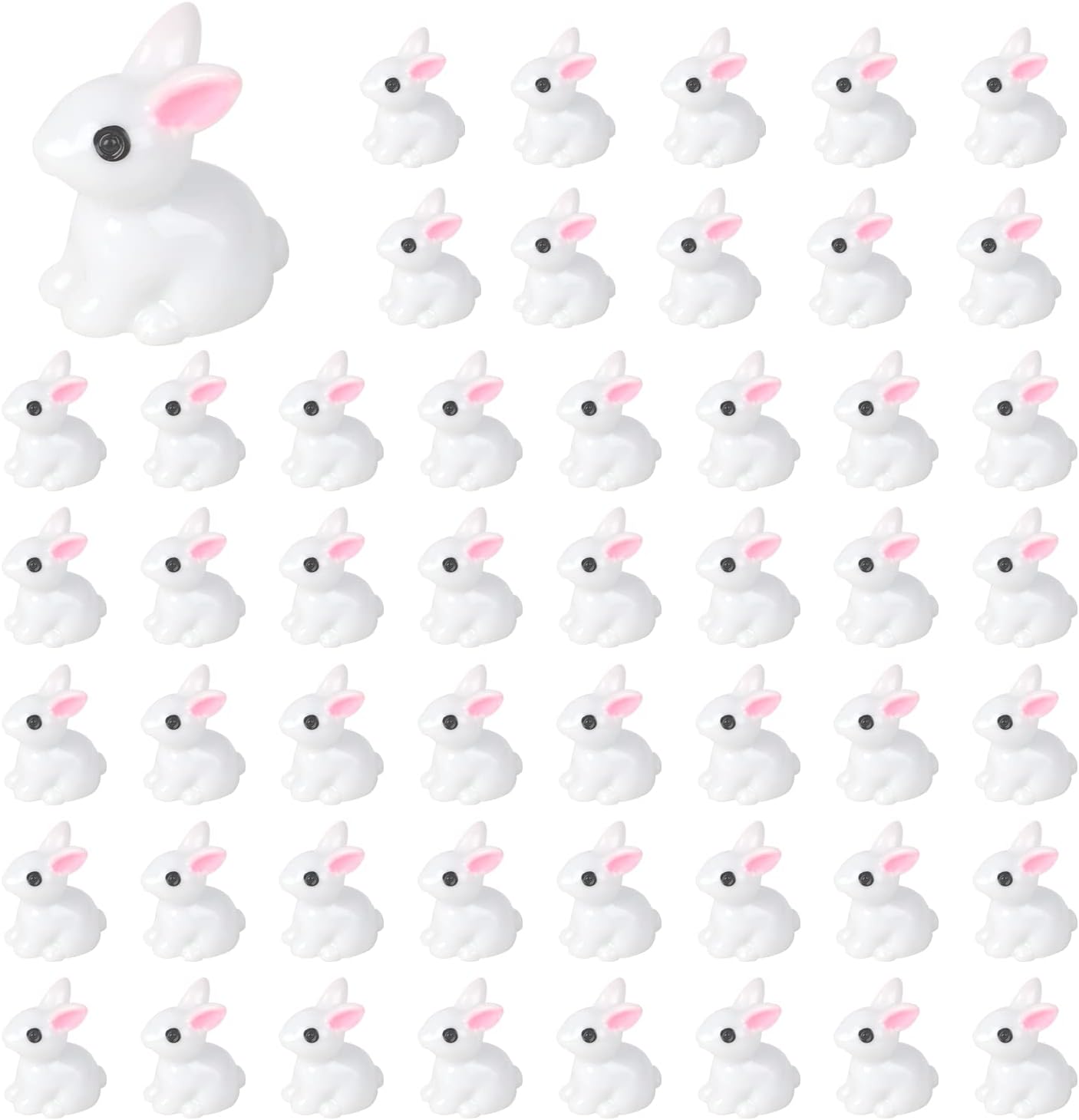 KIMOBER 50PCS Mini Bunny Miniature Figurines,White Resin