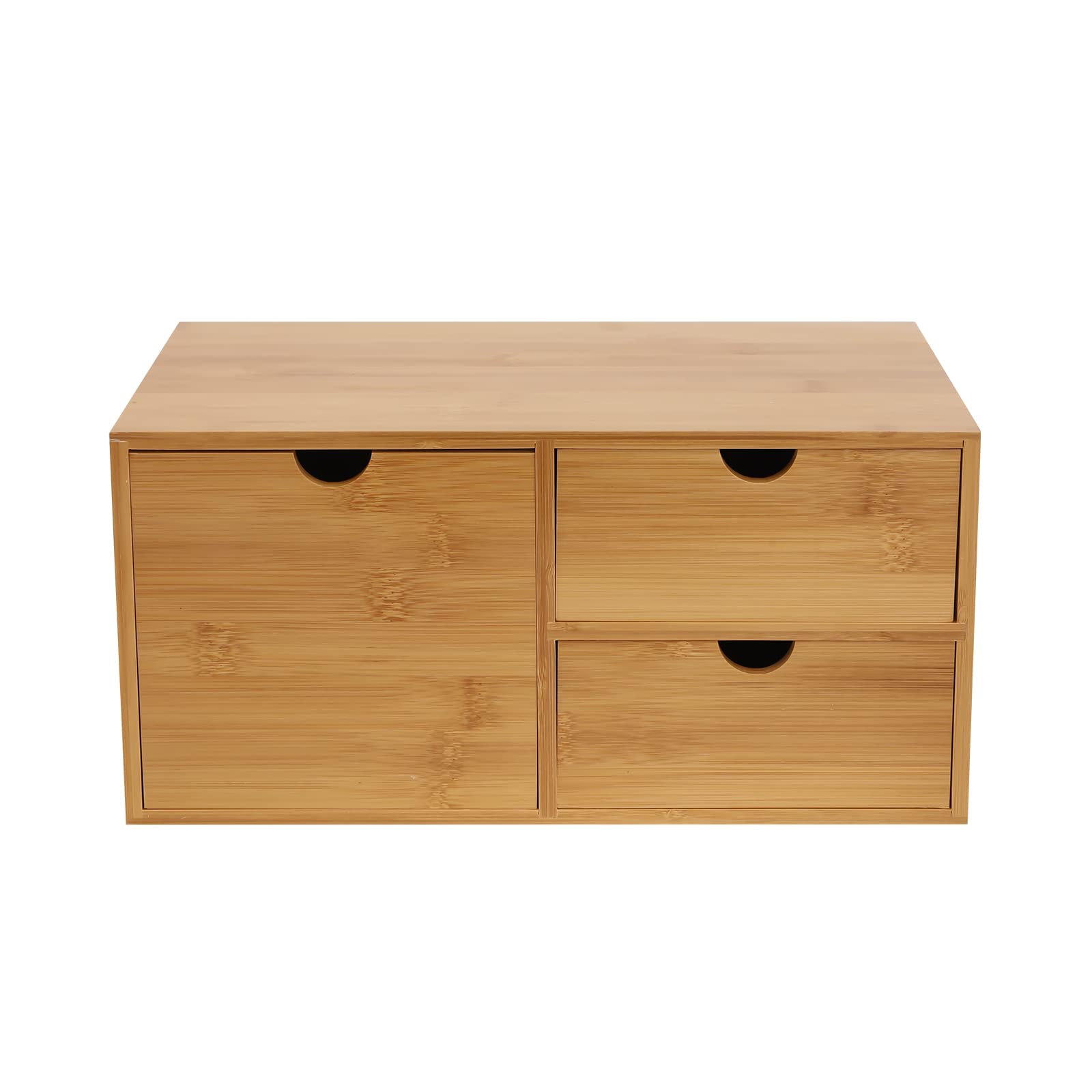 Organizer da scrivania in bambù con 3 cassetti, in bambù naturale, con parte superiore posizionabile, per ufficio, soggiorno, camera da letto