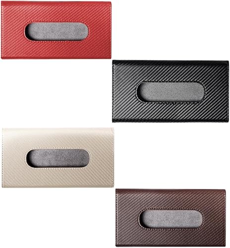 Miniatura 4 de Soporte para servilletas de automóvil, soporte para pañuelos para visera de automóvil, color rojo, negro, marrón, beige, soporte para caja de