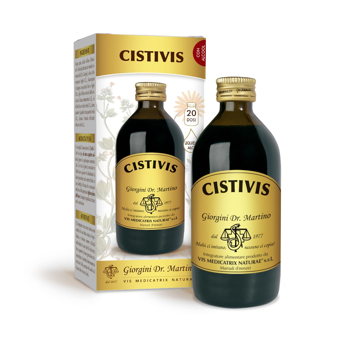 CISTIVIS liquido alcoolico – 200 ml (Integratore di uva ursina, verga d’oro e altre piante per la funzionalità delle vie urinarie)