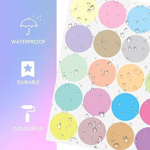 Miniatura 10 de 240 calcomanías de pared de lunares de 2 pulgadas, calcomanías de pared multicolor con puntos de arco iris, calcomanías de vinilo con puntos