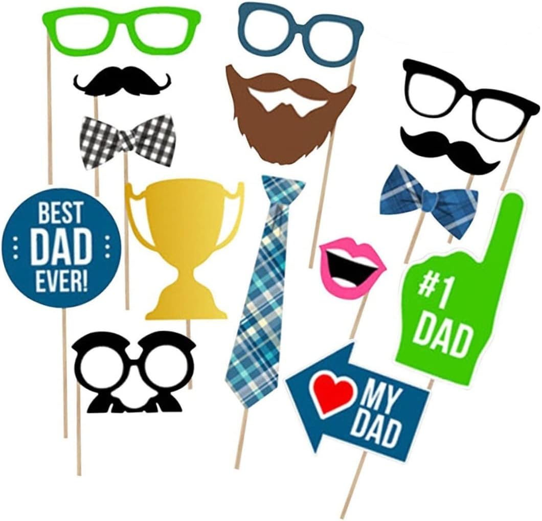 Funny Photo Booth Props for Dad 15pcs/Set Novelty Father's Day for Party Decorations