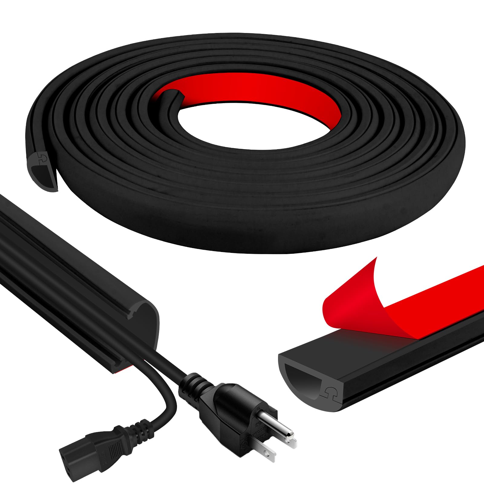 Cord Wall Cover, 118in Self-Adhesive Wire Covers for Cords on Wall, Extension Cable Hider for Floor, Mounted Tv, Home and Office Cavity 0.63