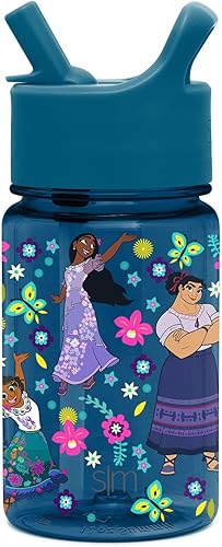 Miniatura 1 de Simple Modern Disney Encanto - Botella de agua de plástico para niños sin BPA con tapa con popote a prueba de fugas reutilizable y duradera para