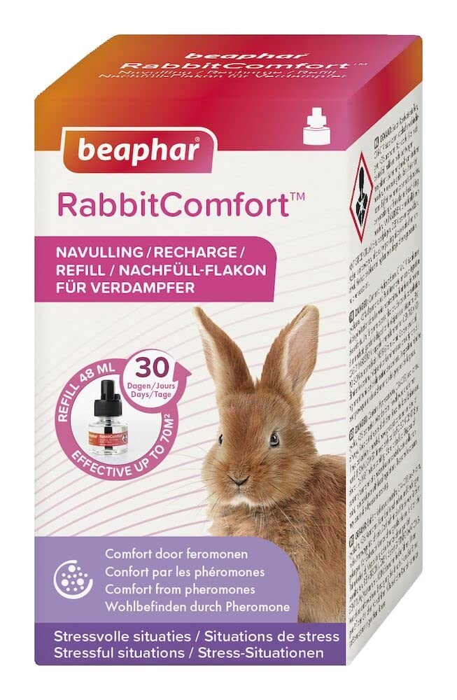Beaphar RabbitComfort - Recambio difusor calmante | Reduce la ansiedad y el estrés en conejos | Ayuda a aliviar el miedo a los fuegos artificiales | Cubre un área de 70 m² | Dura hasta 30 días