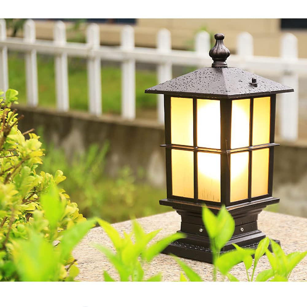 Lampada da Esterno a palo con Lanterna a Colonna in Alluminio con Base E27 Lampada da Esterno per palo per Cortile, Prato, Erba, cablato Disponibile