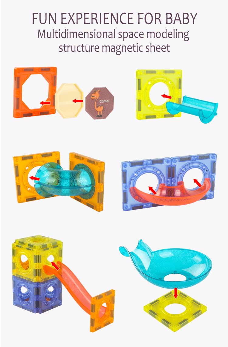 Bloques de construcción magnéticos con bloques de construcción con canicas, juguetes STEAM para niños de 3 a 10 años en adelante, el mejor regalo de Navidad y cumpleaños (110 piezas) 8