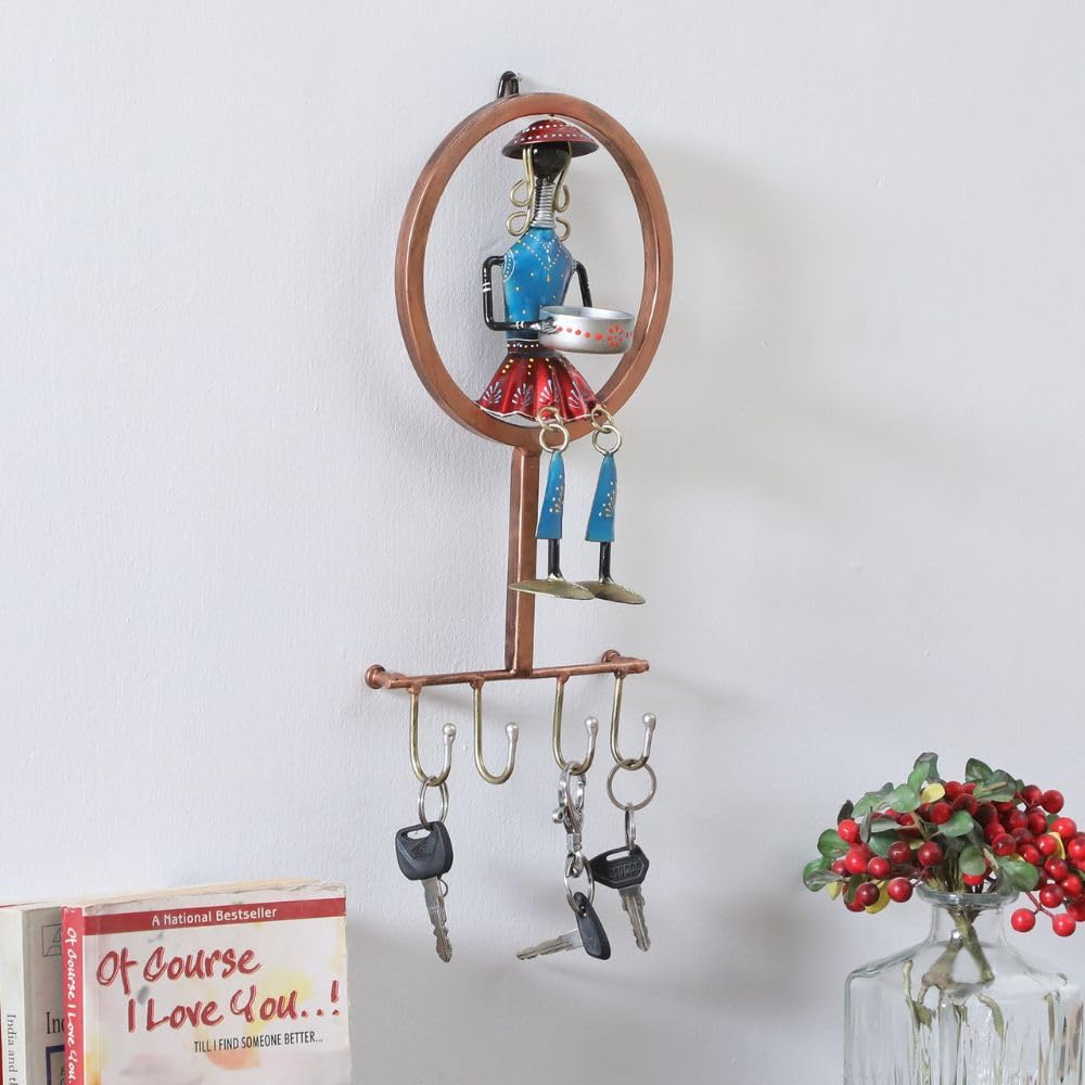 Handpainted Metal Key Holder - Unique Wall Decor -12