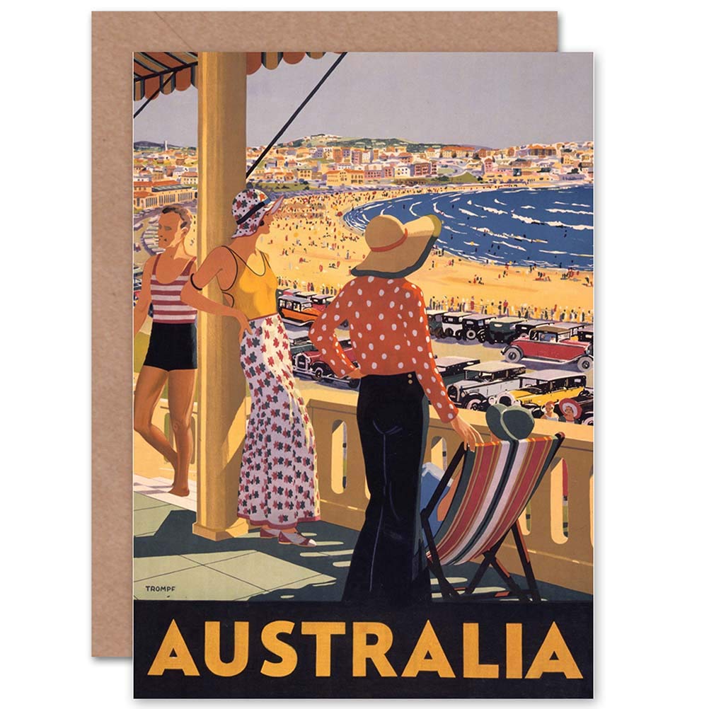 Wee Blue Coo TRAVEL TOURISM AUSTRALIA BEACH SEA SURF OZ NEW BLANK GREETINGS CARD